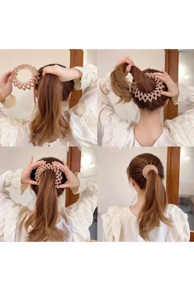 MutluBiDünya Vintage Siyah Renk Büzgülü Topuz Ve Atkuyruğu Bağlama Tokası