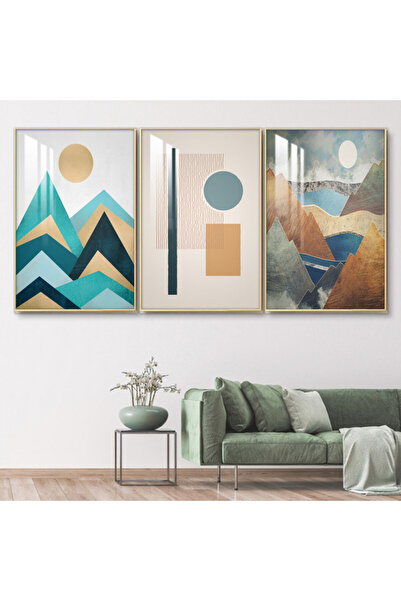 4gdran ثلاث لوحات جدارية خشبية مع برواز خشبي اسود و طبقة من الاكريلك الشفاف