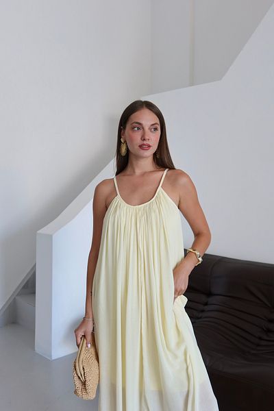 Laluvia Φόρεμα με κίτρινο λουράκι casual cut - 3173