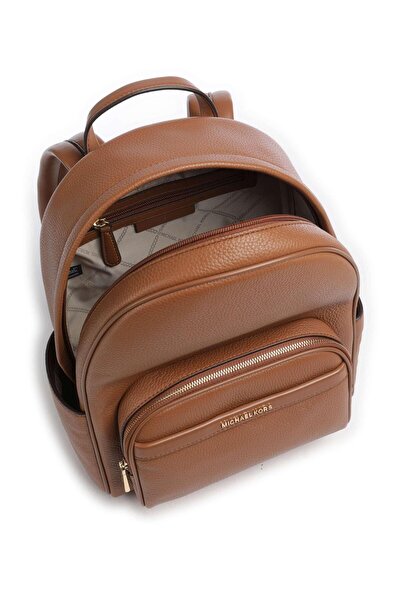 Michael Kors Women's Plain Leather Small Pocket Zipper Closure Adjustable Strap Brown Backpack 30S4G8Xb2L-Luggag