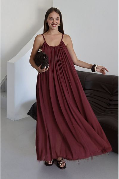Laluvia Rochie roșie Claret cu croială confortabilă - 3173