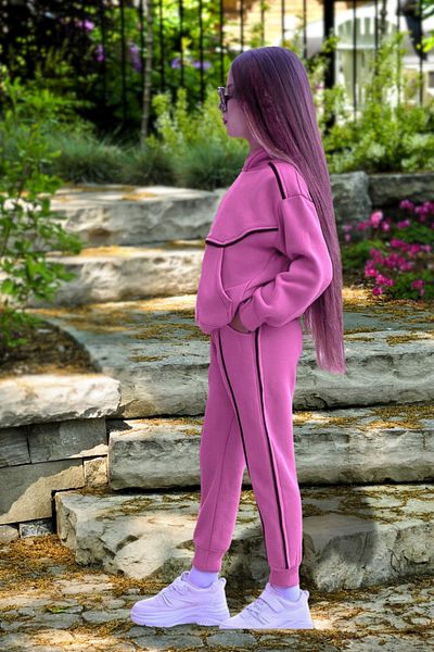 Fox Moda Girl's Hundred Percent Cotton Hooded Double Bottom Top Set
