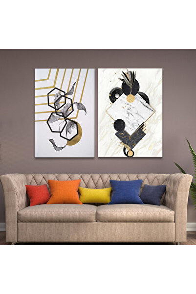 SND لوحة قماشية ثنائية بتصميم مودرن مع برواز خشبي مخفي