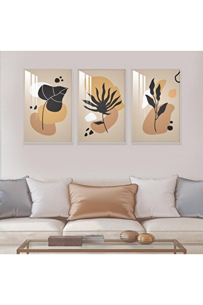 4gdran ثلاث لوحات جدارية خشبية بتصميم الفن البوهيمي مع برواز خشبي فضي و طبقة ...