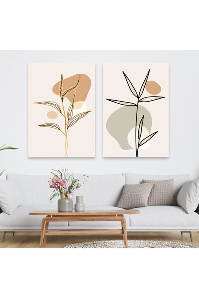 Marktna لوحة قماشية ثنائية بتصميم مودرن مع برواز ذهبي مجوف