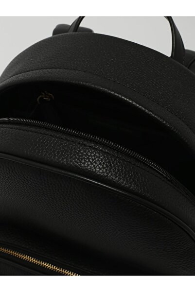 Michael Kors Women's Plain Leather Small Pocket Zipper Closure Adjustable Strap Black Backpack 30S4G8Xb2L-Black