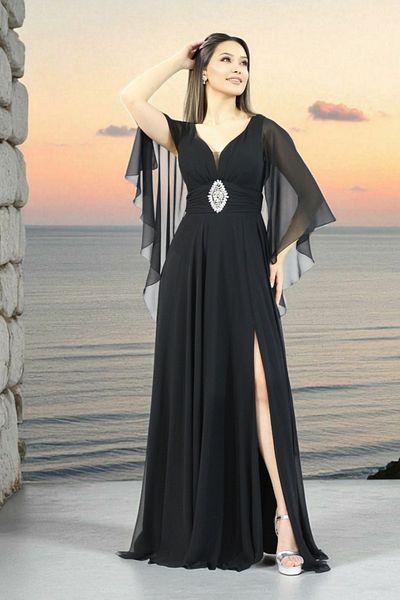 FaBe Fashion Capes Sleeves Draped Heart Neckline with Stone Accessories White Chiffon Wedding Engagement and Outside Shooting Dress