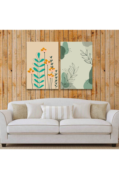 4gdran لوحة قماشية ثنائية بتصميم تجريدي مع برواز خشبي مخفي