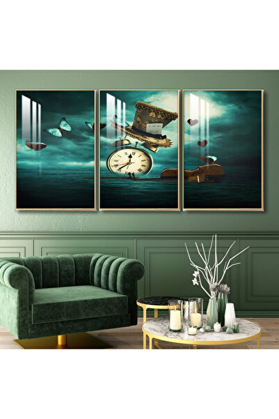 SND ثلاث لوحات جدارية خشبية مع برواز خشبي شامبين و طبقة من الاكريلك الشفاف