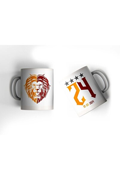Genel Markalar Sarı Kırmızı Aslan Tasarımlı 24. Şampiyonluk Özel Kupa Bardak ...