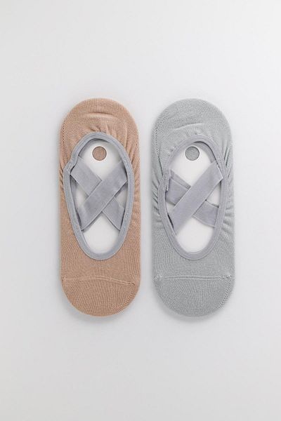 Katia&Bony Set de 2 șosete yoga/pilates pentru femei bej și verde deschis
