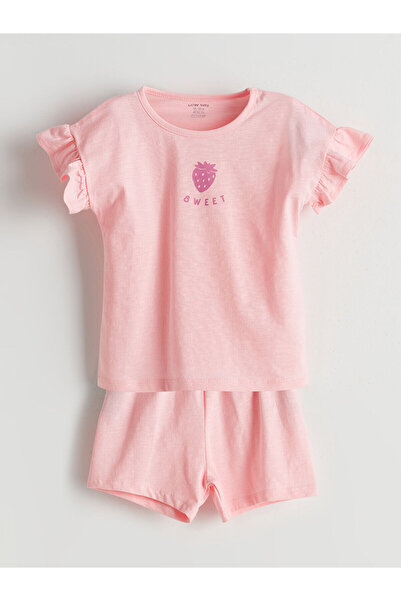 LC Waikiki Seray Yeni Sezon Bisiklet Yaka Kız Bebek Şortlu Pijama Takımı