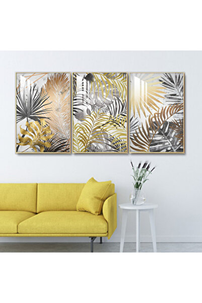 SND ثلاث لوحات جدارية خشبية مع برواز خشبي فضي و طبقة من الاكريلك الشفاف