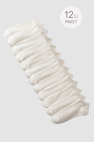Katia&Bony Unisex 12 Pack Basic Step Socks Ecru