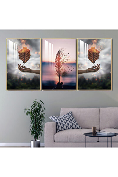 4gdran ثلاث لوحات جدارية خشبية مع برواز خشبي شامبين و طبقة من الاكريلك الشفاف