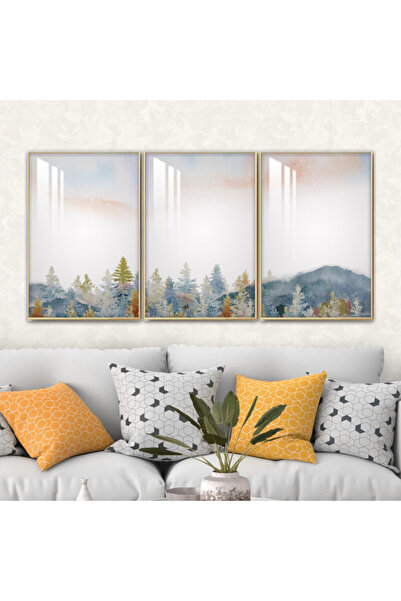 4gdran ثلاث لوحات جدارية خشبية مع برواز خشبي شامبين و طبقة من الاكريلك الشفاف