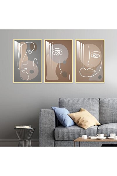 SND ثلاث لوحات جدارية خشبية مع برواز خشبي ذهبي و طبقة من الاكريلك الشفاف