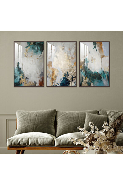 4gdran ثلاث لوحات جدارية خشبية مع برواز خشبي شامبين و طبقة من الاكريلك الشفاف