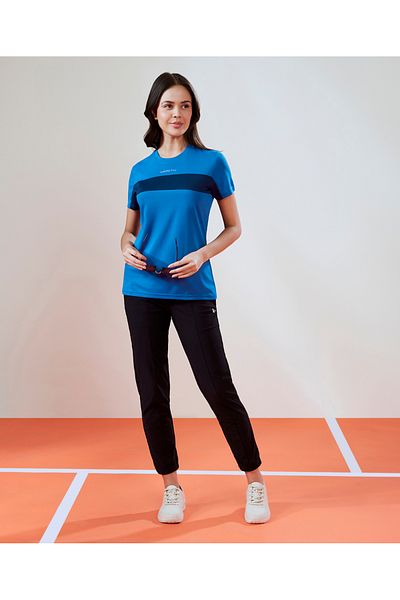 Technosport By Styli Color Block Crew Neck Short Sleeve Top