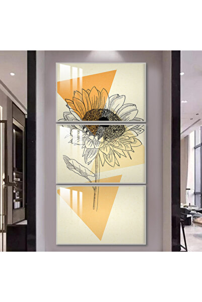 Marktna ثلاث لوحات جدارية خشبية مع برواز خشبي فضي و طبقة من الاكريلك الشفاف