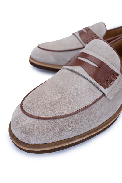 Redwood Men's Genuine Leather Sand Beige Loafer Shoes