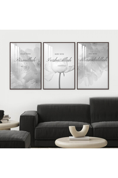 SND ثلاث لوحات جدارية خشبية مع برواز خشبي شامبين و طبقة من الاكريلك الشفاف