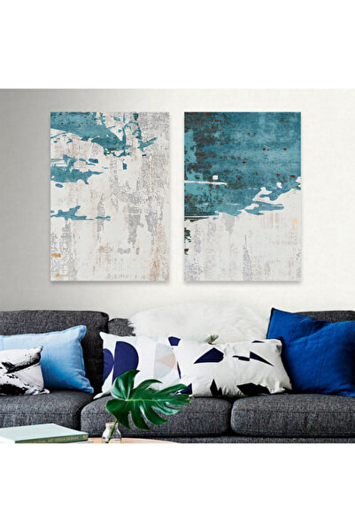 4gdran لوحة قماشية ثنائية بتصميم مودرن مع برواز بني مجوف