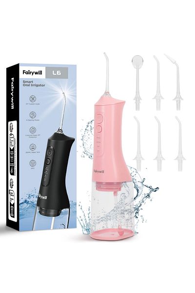 Choice Pink Fairywill Water Flossers Oral Irrigator Rechargeable Portable Dental 4 Modes Water Tank for Tee