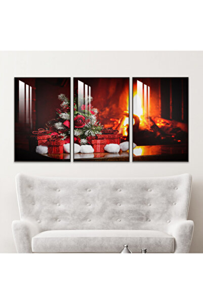 Marktna ثلاث لوحات جدارية خشبية مع برواز خشبي فضي و طبقة من الاكريلك الشفاف