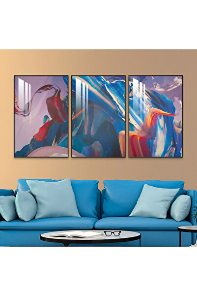 SND ثلاث لوحات جدارية خشبية مع برواز خشبي فضي و طبقة من الاكريلك الشفاف