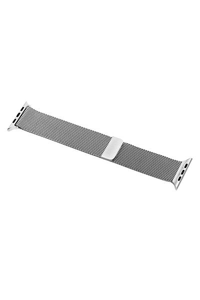 THD Curea metalica milanese argintie pentru Apple Watch 42/44/45 mm, marime universala, seriile 1-9