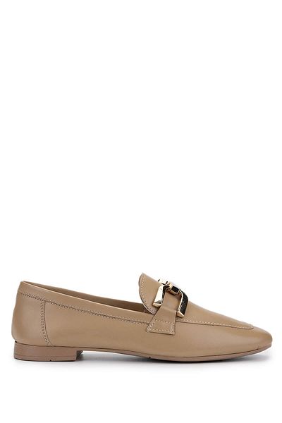Tamer Tanca Women's Genuine Leather Caramel Loafer Shoes