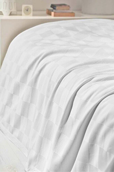 TFEX White Pique Large Checkered Patterned Single 160X230 cm