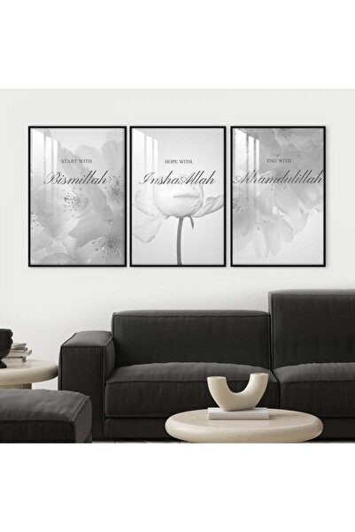 4gdran ثلاث لوحات جدارية خشبية مع برواز خشبي اسود و طبقة من الاكريلك الشفاف