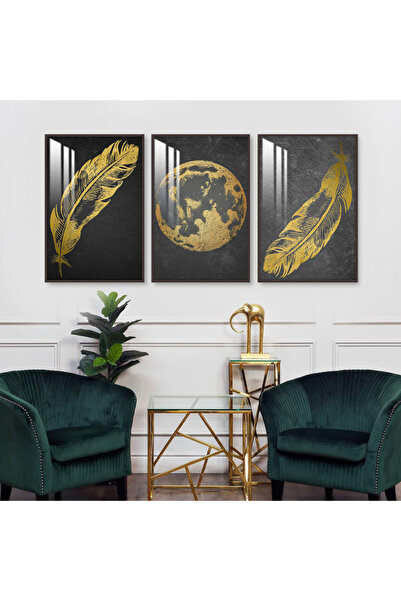 4gdran ثلاث لوحات جدارية خشبية مع برواز خشبي شامبين و طبقة من الاكريلك الشفاف