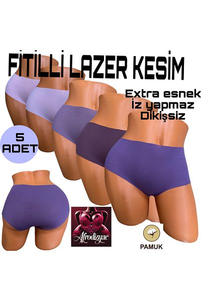 Afrodizyac 5-Piece High Waist Ribbed Laser Cut Seamless Non-Marking Panties (Extra Flexible)
