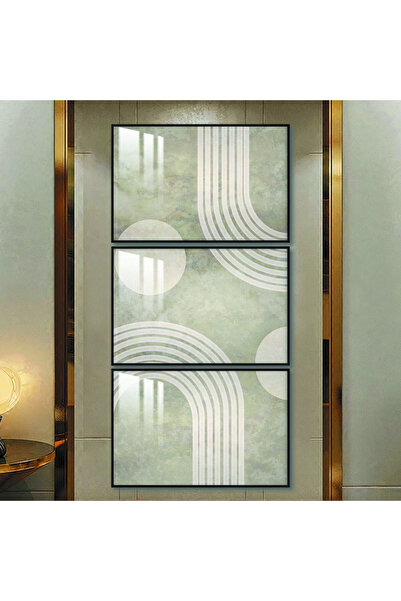 Marktna ثلاث لوحات جدارية خشبية مع برواز خشبي اسود و طبقة من الاكريلك الشفاف