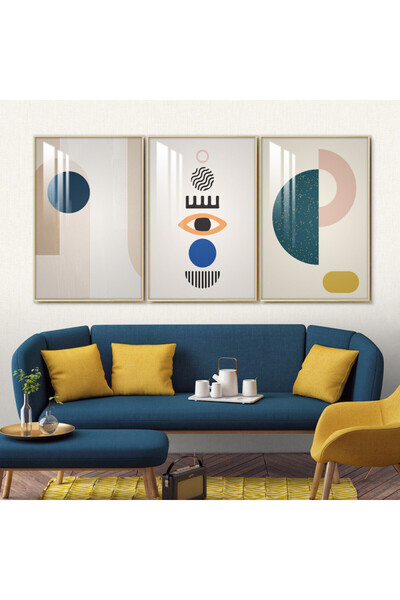 SND ثلاث لوحات جدارية خشبية مع برواز خشبي شامبين و طبقة من الاكريلك الشفاف