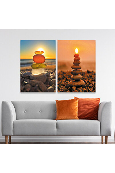 Marktna لوحة قماشية ثنائية بتصميم مودرن مع برواز شامبين مجوف