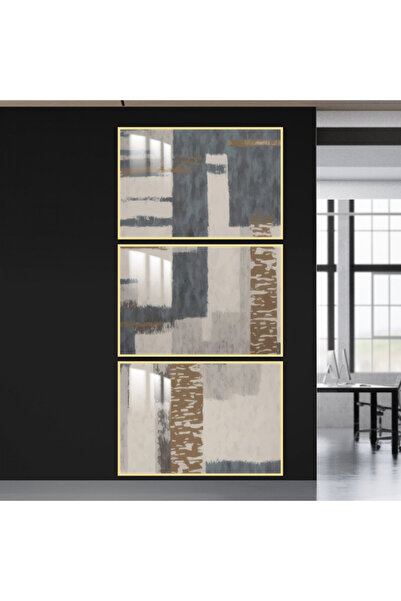 SND ثلاث لوحات جدارية خشبية مع برواز خشبي ذهبي و طبقة من الاكريلك الشفاف