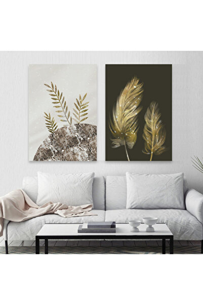 Marktna لوحة قماشية ثنائية بتصميم مودرن مع برواز شامبين مجوف