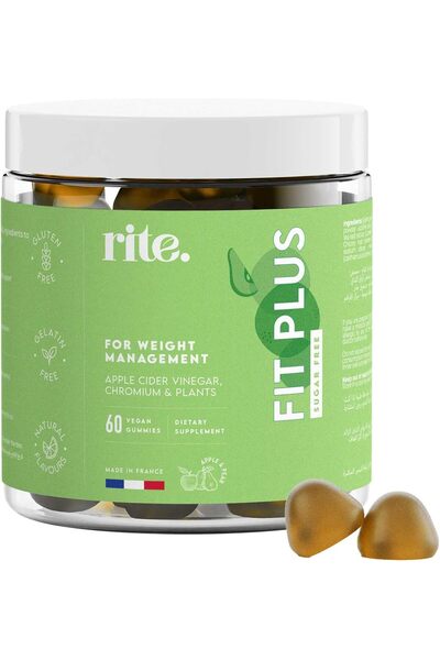 RITE SITE rite. FIT PLUS Sugar-free Vitamin Gummies (Apple & Pear) – Apple Cider Vinegar, Chromium, Green Te