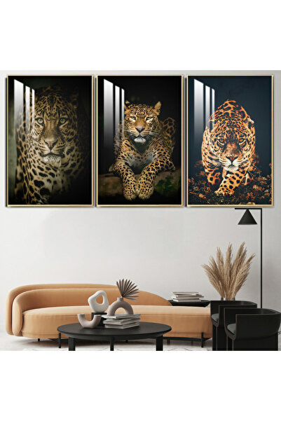 4gdran ثلاث لوحات جدارية خشبية مع برواز خشبي ذهبي و طبقة من الاكريلك الشفاف