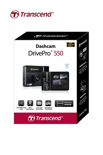 Transcend DrivePro 550 Dash Camera | 2K QHD 1440P | WiFi | GPS | 128GB Memory Card