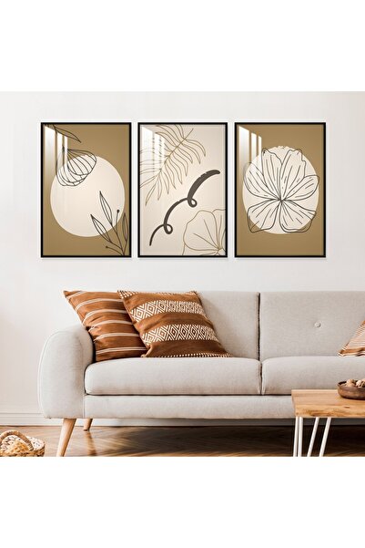 4gdran ثلاث لوحات جدارية خشبية بتصميم الفن البوهيمي مع برواز خشبي اسود و طبقة من الاكريلك الشفاف