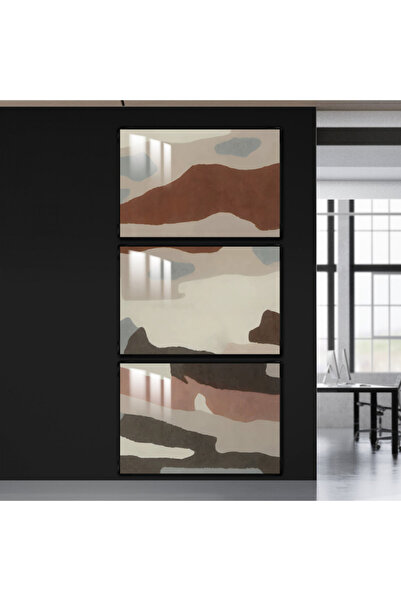 4gdran ثلاث لوحات جدارية خشبية مع برواز خشبي اسود و طبقة من الاكريلك الشفاف