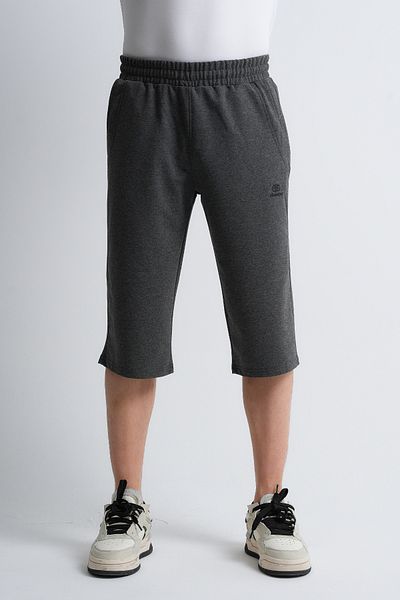 Shooter Sportswear Men's Summer Capri Elite Anthracite Embroidery Detailed Comfortable Fit Adjustable Elastic Waist Long Shorts