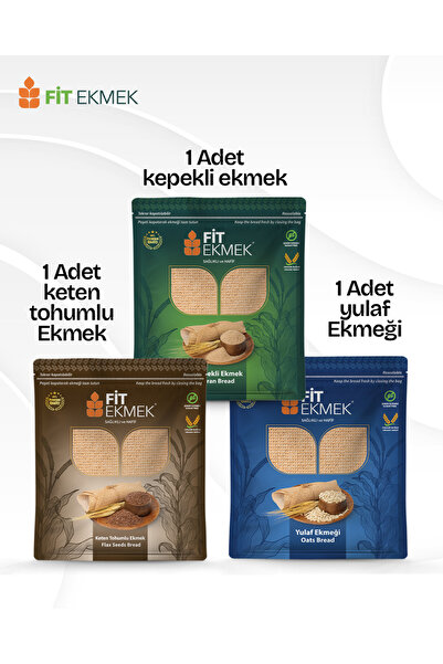fit 1 Adet Kepekli Ekmeği 300GR ve 1 Adet Keten Ekmeği 300GR 1 Adet Yulaf Ekmeği 300GR