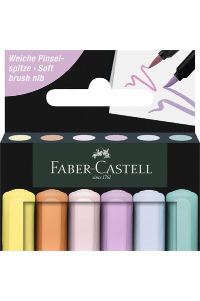 OEM Set de 6 stilouri cu pensulă, ediție neagră, culori pastelate, Faber-castell