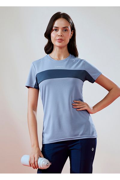 Technosport By Styli Color Block Crew Neck Short Sleeve Top
